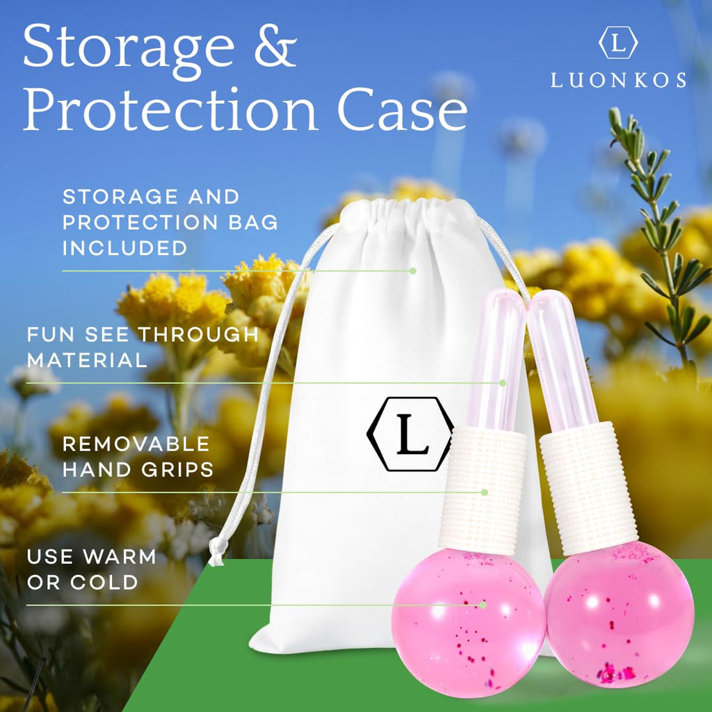 Luonkos Glass Ice Globe Face Massager - pink - 2 pcs