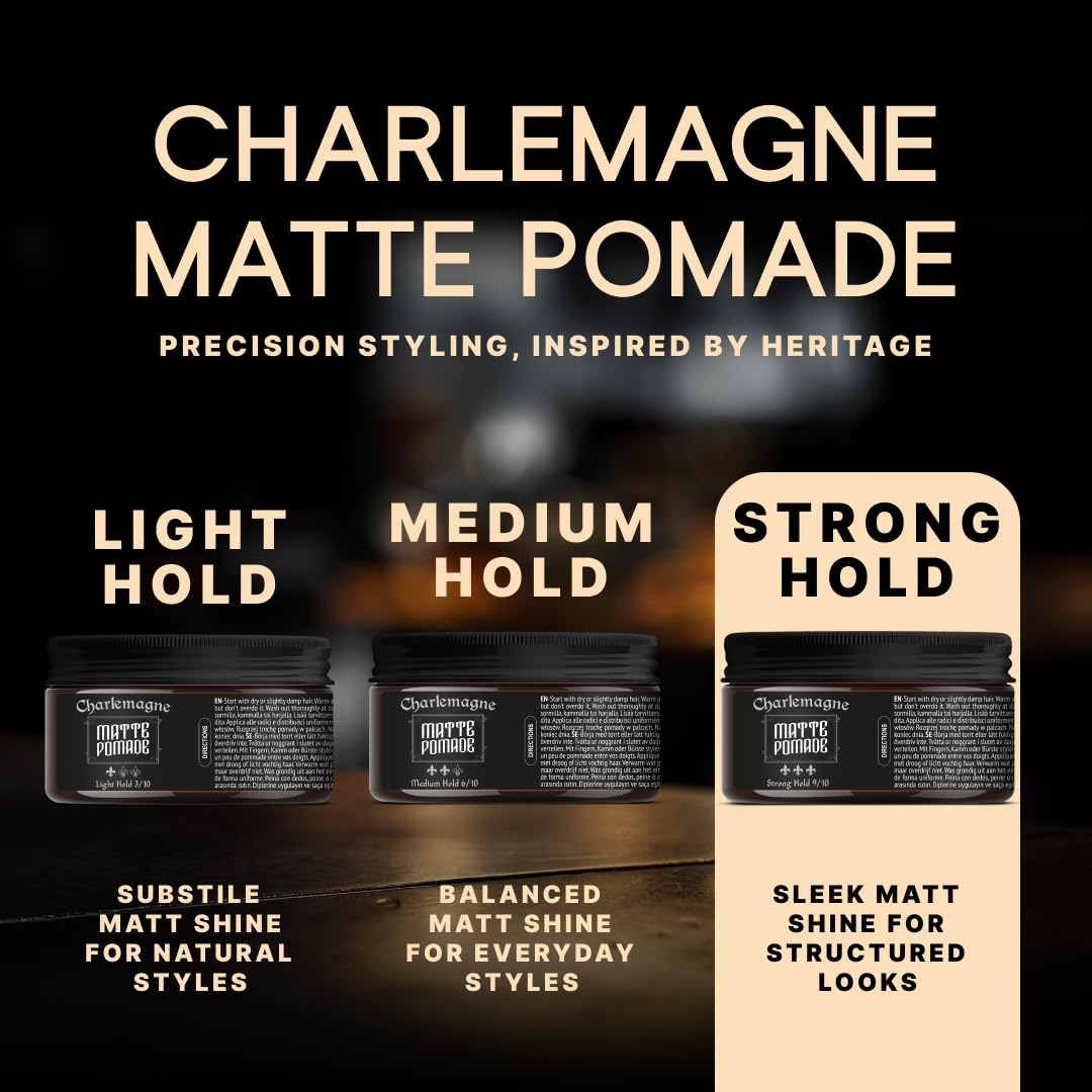 Charlemagne Original Pomade – Old School-doft – stark stadga – 3-pack