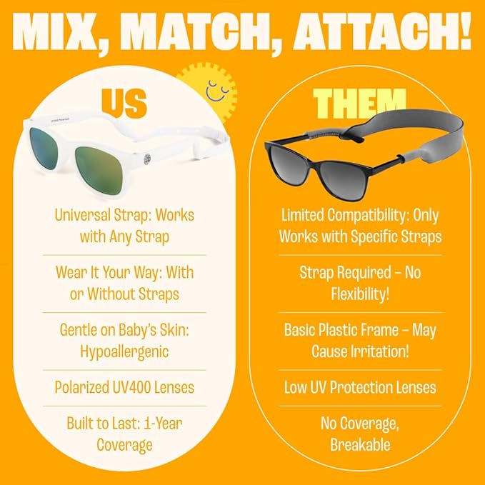 Babysunnies White Polarized Baby Sunglasses with Strap 0-24 Months