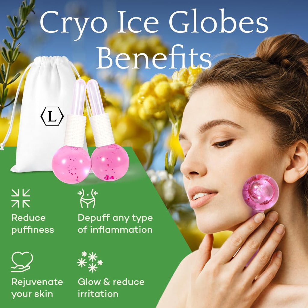 Luonkos Glass Ice Globe Face Massager - pink - 2 pcs