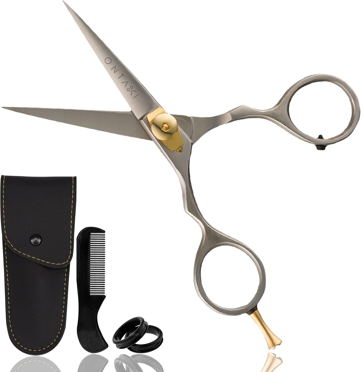ONTAKI Premium Japanese Steel Beard & Mustache Scissors (5.5") Silver