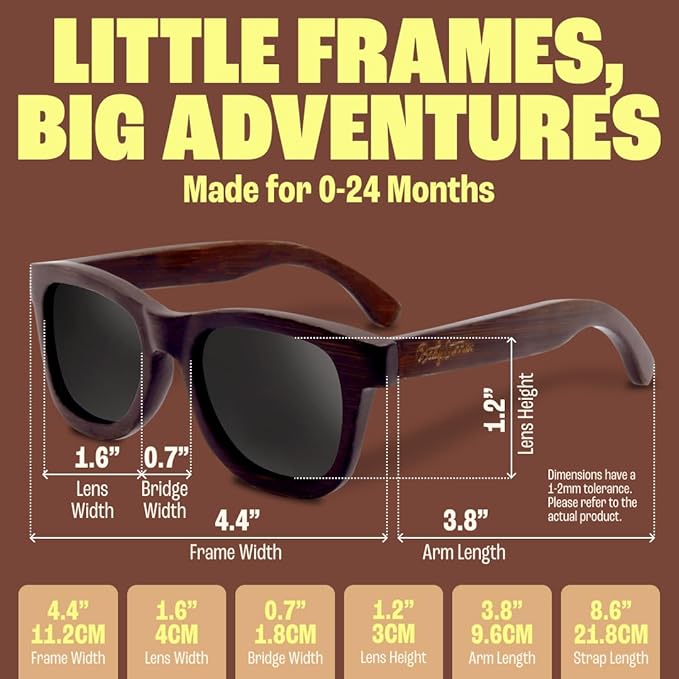 Babysunnies Bamboo Polarized Baby Sunglasses 3-8 Years