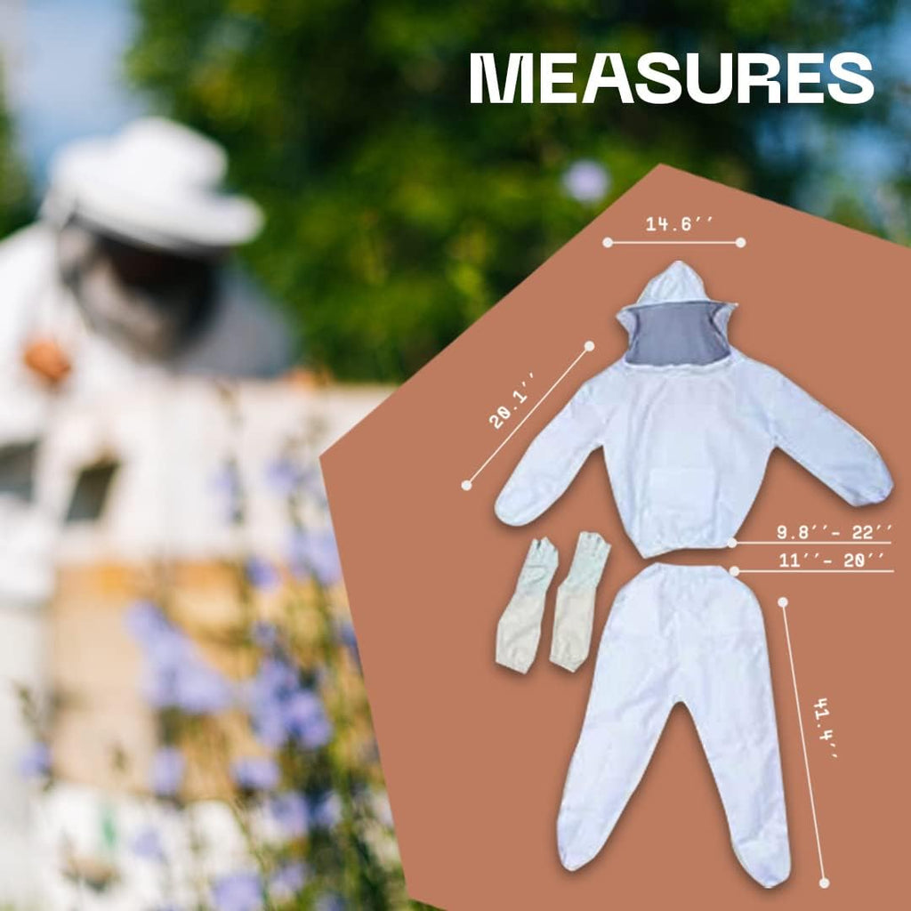 Professional Bee Suit for Men and Women - Beekeeping Outfit Beekeeper Unisex Suit with Protective Bee Jacket with Hood, Pants, Gloves for Backyard and Bee Keeper