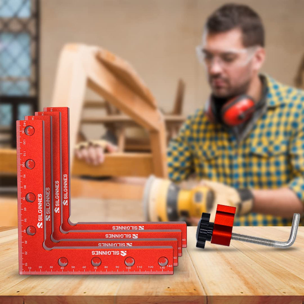 Silginnes 90 Degree Positioning Squares 4 Pack Aluminum Woodworking Corner Clamping Tool