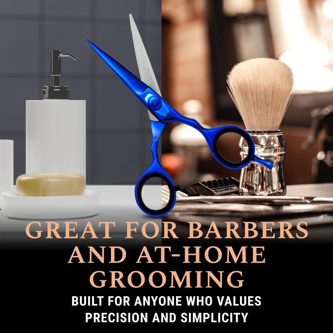 ONTAKI Premium Japanese Steel Beard & Mustache Scissors (5.5") Midnight Blue