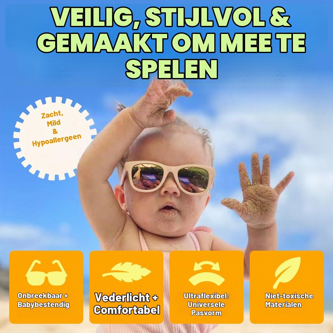 BABY SUNNIES Polarized Baby Sunglasses with Strap - Unbreakable Flexible Infant Sunglasses for Toddlers & Newborns 0-24 Months - Sky Blue - Baby Beach Essentials - Infant Travel Essentials