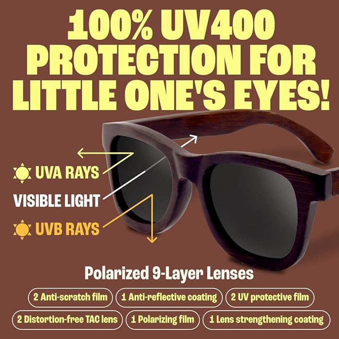 Babysunnies Bamboo Polarized Baby Sunglasses 3-8 Years
