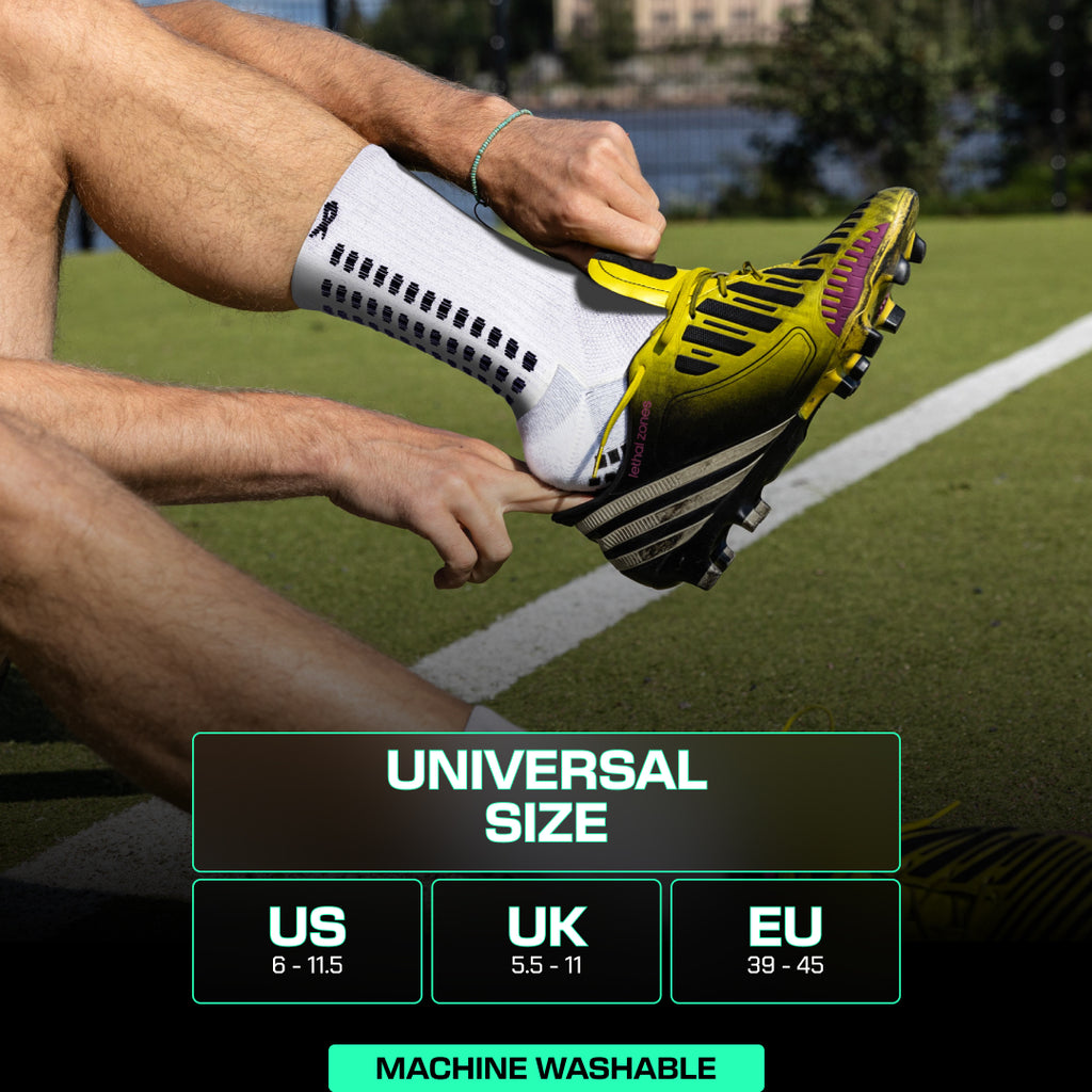 Lux Soccer Grip - Calf Sock - White