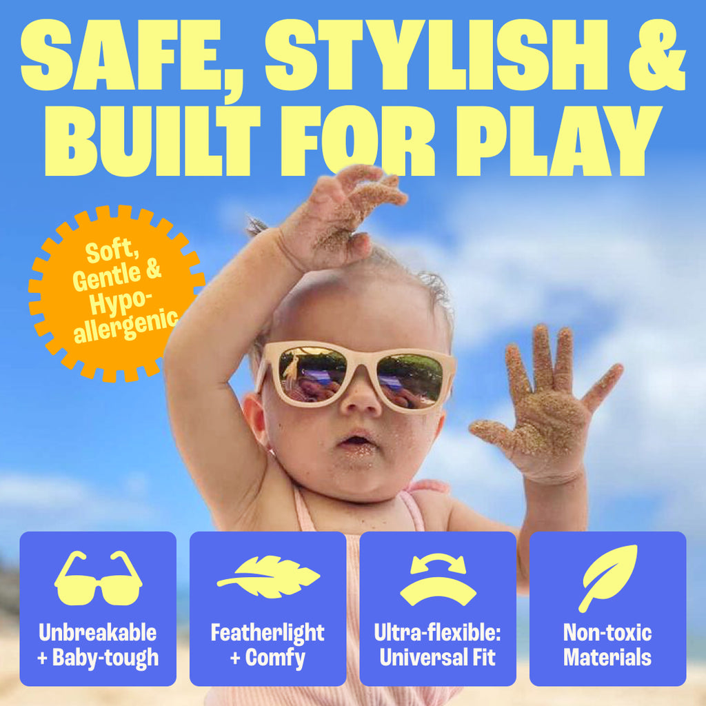 Baby Sunnies Polarized Baby Sunglasses Pink Starfish - UV400, 0-24 Months