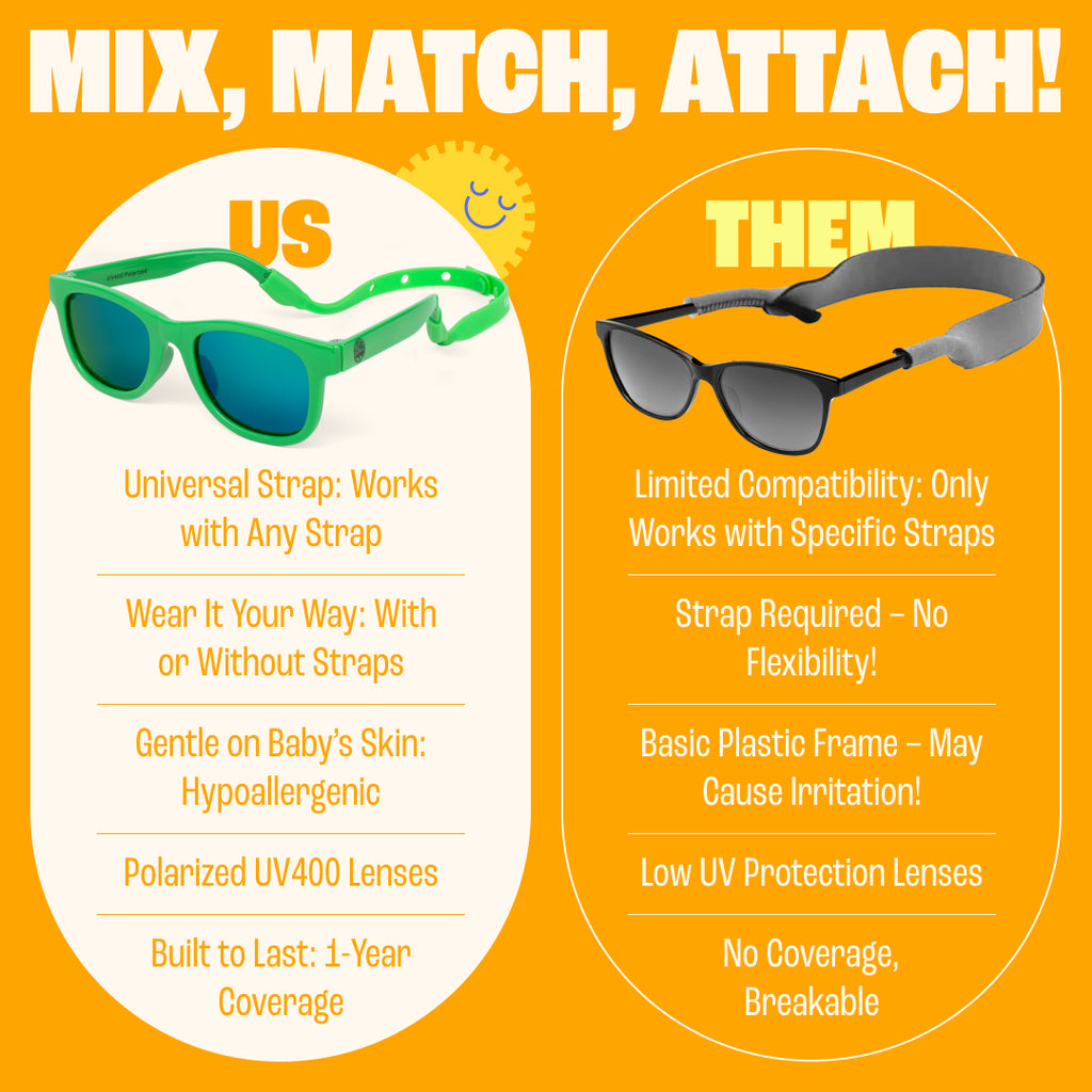 BABY SUNNIES Polarized Baby Sunglasses - Hulk Green, 0-24 Months - UV400 Protection & Infant Essentials - Shatter Resistant & Toddler Sunglasses - Adjustable Strap & Baby Beach Essentials