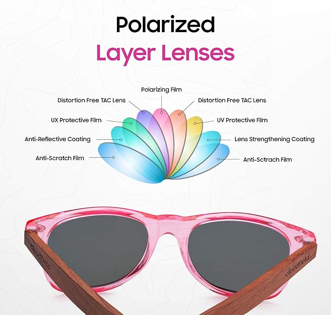 Cloudfield Pink Lens Wood Sunglasses