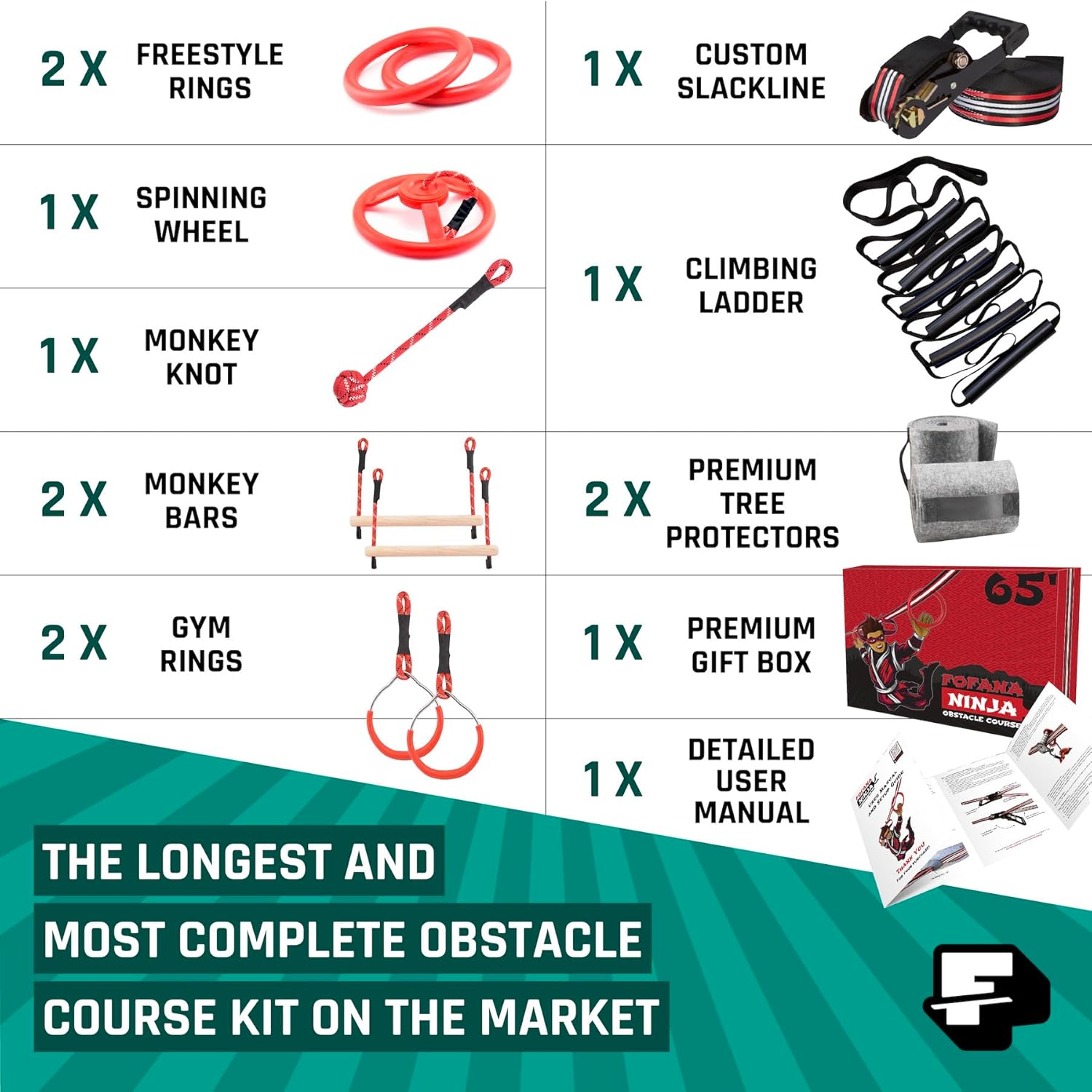 Tor przeszkód Fofana Ninja Warrior - 32 elementy