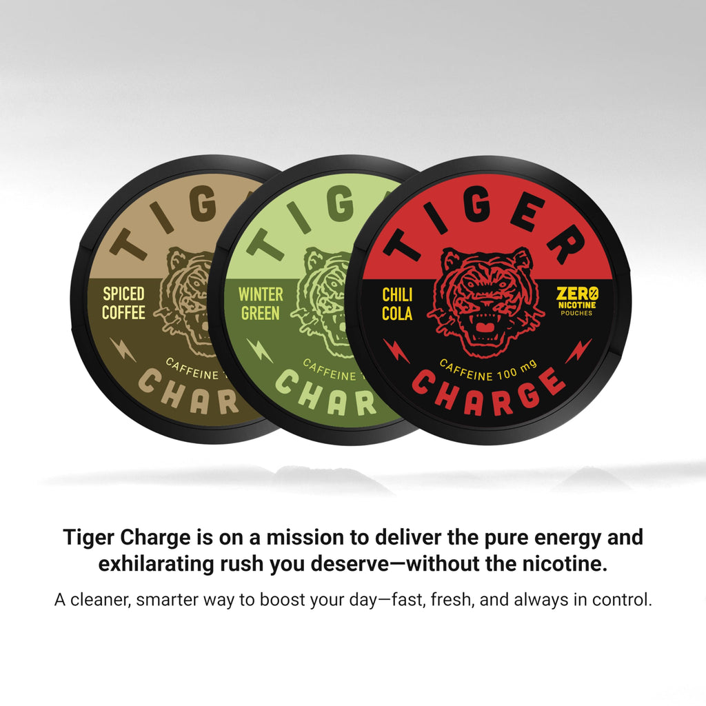 Tiger Charge Chili Cola Caffeine Pouches, 100mg Caffeine per Pouch, Sugar-Free Oral Energy Supplement, Bold Cola with Spicy Kick, Portable Energy Boost, 5-Pack