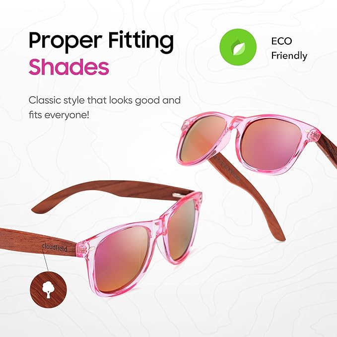 Cloudfield Pink Lens Wood Sunglasses