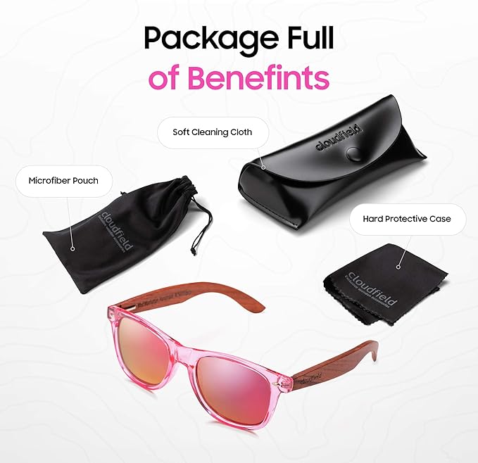 Cloudfield Pink Lens Wood Sunglasses