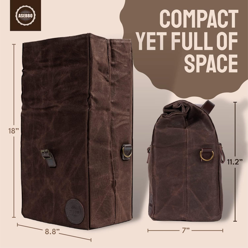 Sac déjeuner isotherme en toile cirée ASEBBO – 10L (2,6 Gal) Sac thermique avec sangle réglable de 150 cm, sac repas réutilisable robuste pour hommes et femmes, résistant à l'eau, isolation 4+ heures