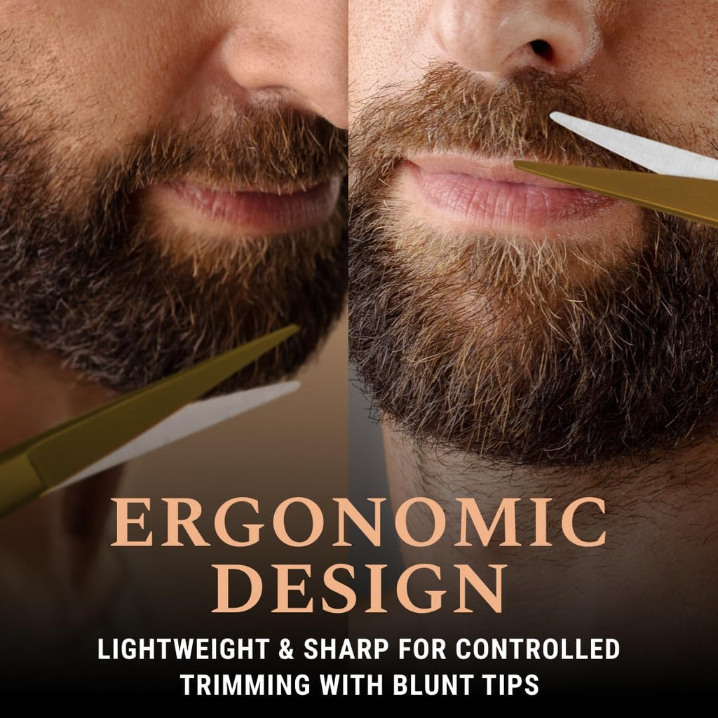 ONTAKI Professional German Steel Beard & Mustache Scissors (5") Gold Brass
