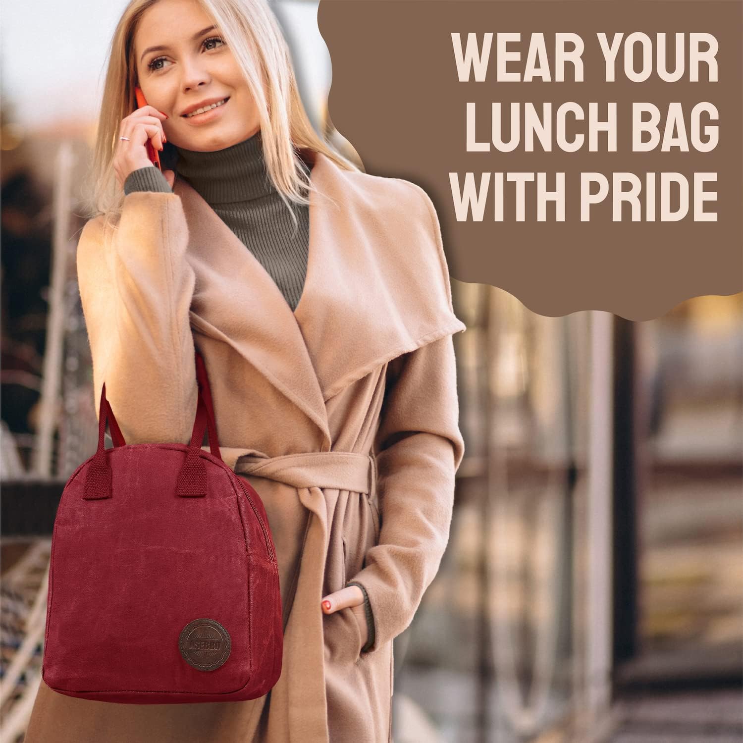 ASEBBO Insulated Lunch Bag for Women & Men (Passion Red)