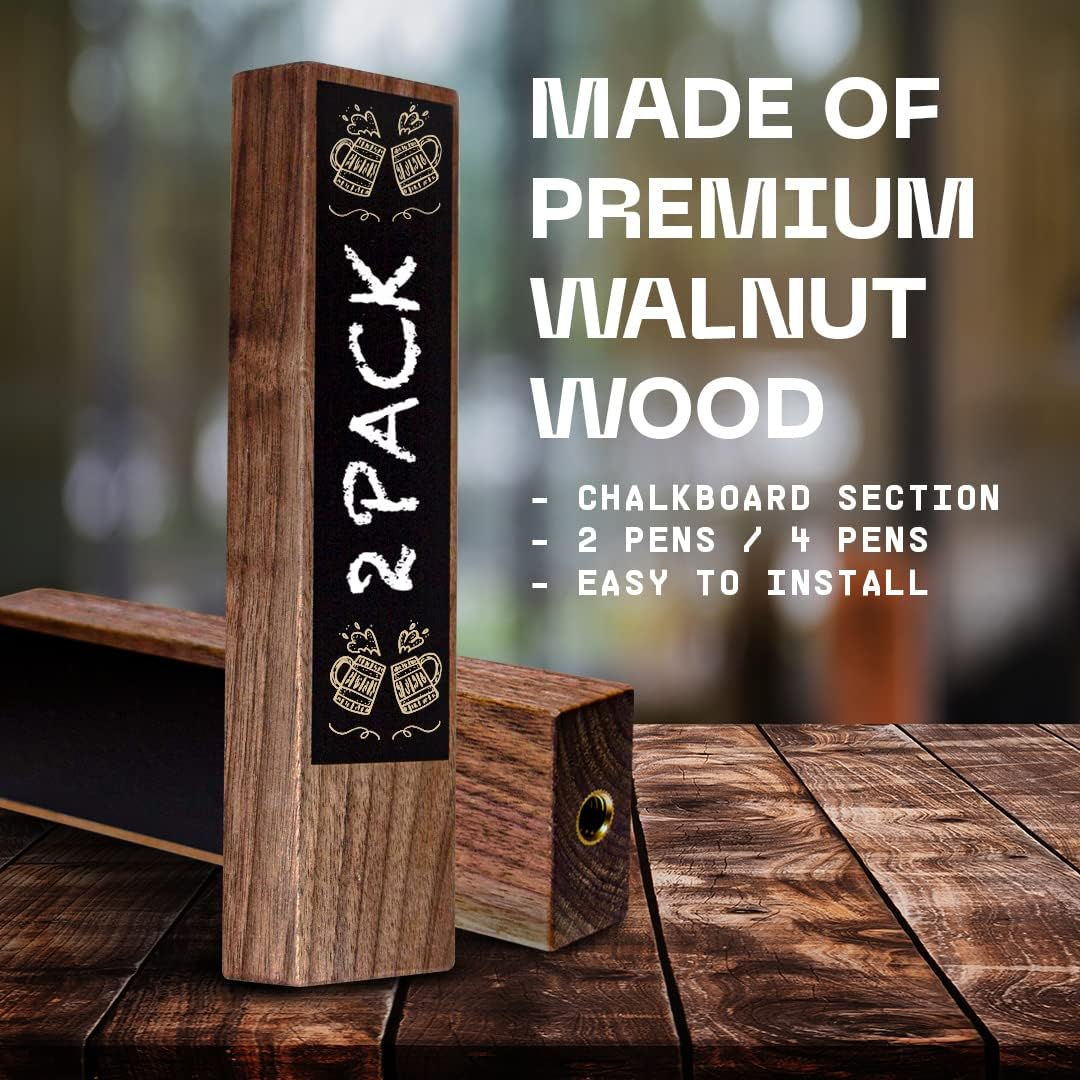 Beer Tap Handles - Beer Tap - Pack of 2 - Chalkboard Included - Pen Included - Chalkboard Tap Handle - 1919 Tap Handle - Cool Beer Taps Handles - Brown Chalkboard Beer Tap Handle