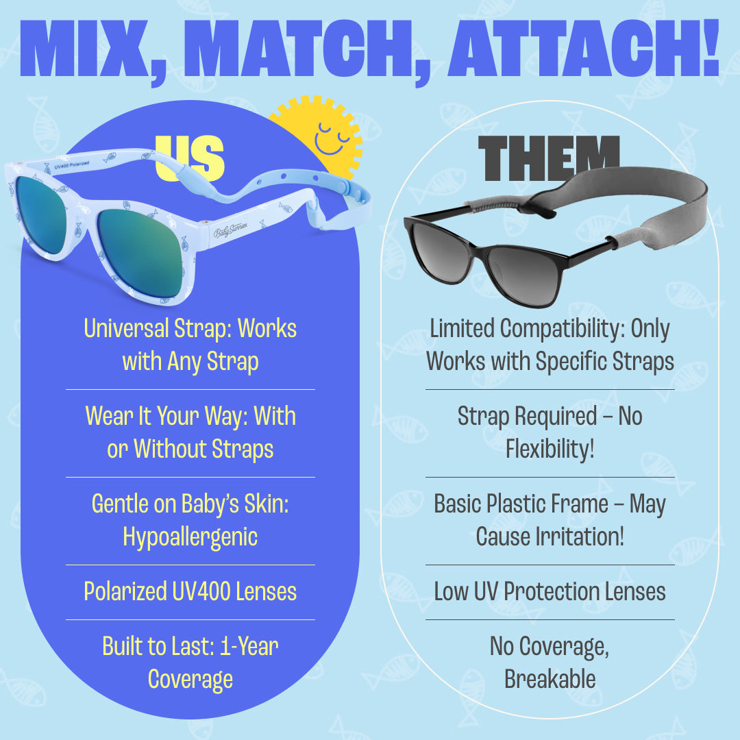 Baby Sunnies Polarized Baby Sunglasses Blue Fish - UV400, 0-24 Months