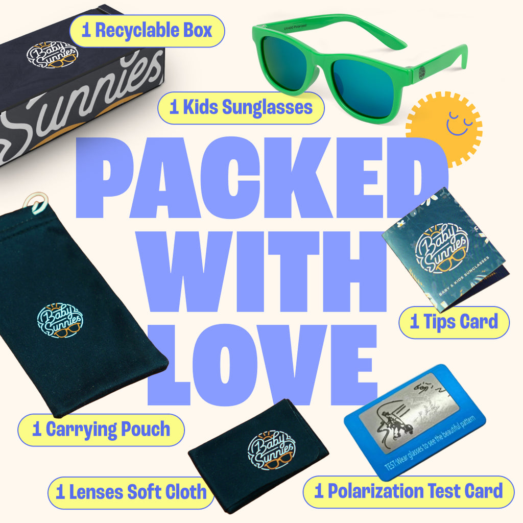 BABY SUNNIES Toddler Sunglasses - Neon Green, Ages 2-8 - Polarized & UV Protection Sunglasses for Kids - Flexible Frame for Kids Travel Essentials - Ideal Toddler Gifts Age 2-3