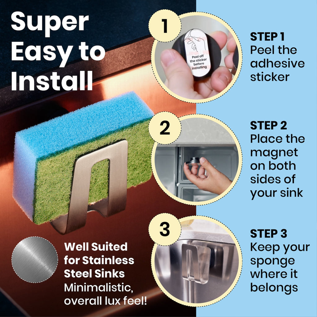 Happy Sinks Magnetic Sponge Holder - Steel