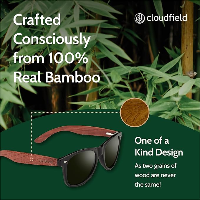 Lunettes de soleil en bambou Cloudfield - Noir ombre