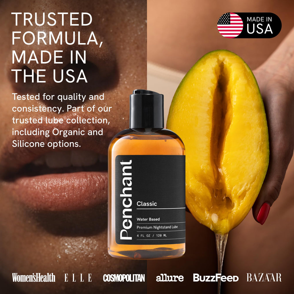 Penchant Classic Water-Based Personal Lubricant for Women and Men - Smooth Clean-Rinsing Personal Lube for Everyday Use - Unscented, Condom Compatible Lube for Sex - Made in USA (8 fl oz)