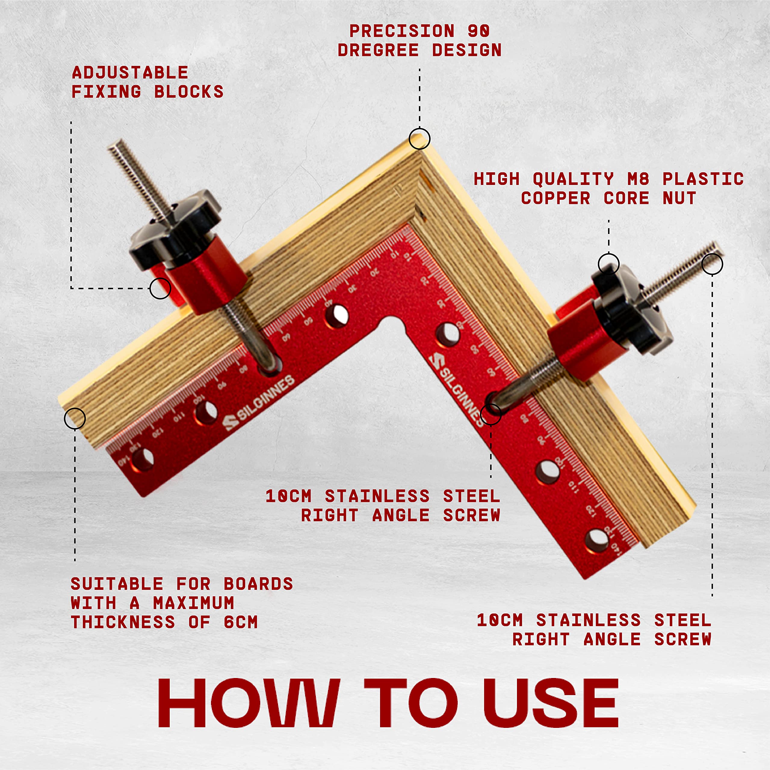 Silginnes 90 Degree Positioning Squares 4 Pack Aluminum Woodworking Corner Clamping Tool