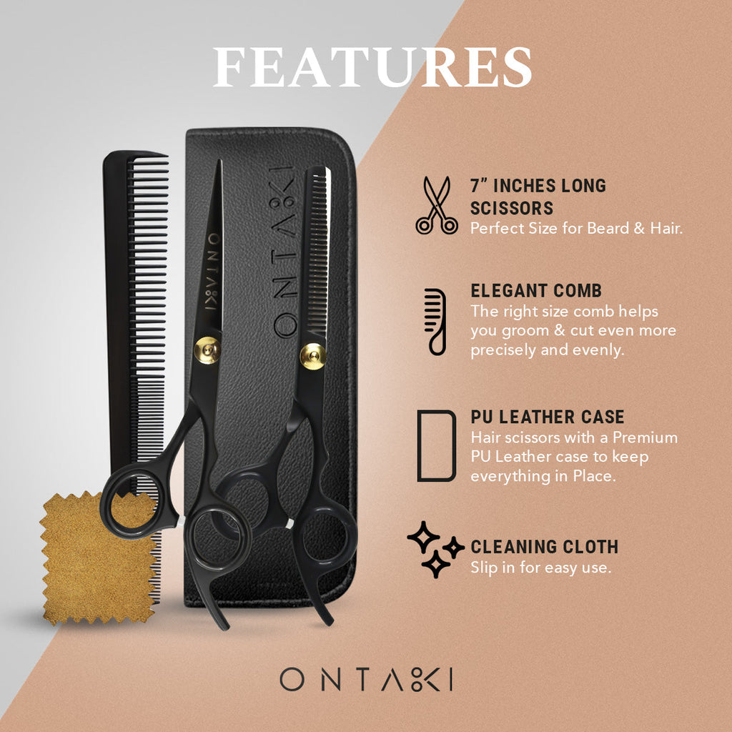 ONTAKI Hair Thinning Shears Kit Black
