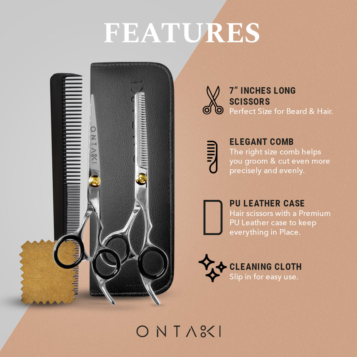ONTAKI Hair Thinning Shears Kit Silver