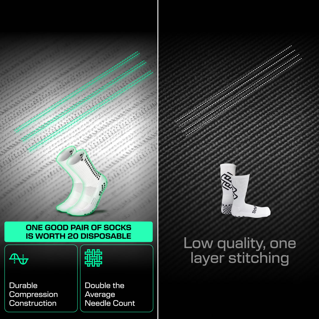 Lux Soccer Grip - Calf Sock - White