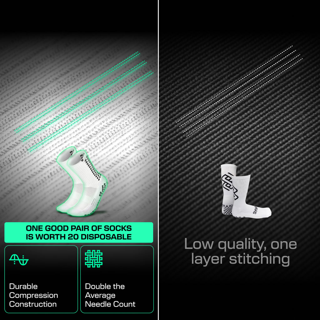 Lux Soccer Grip - Calf Sock - White - 3 pack