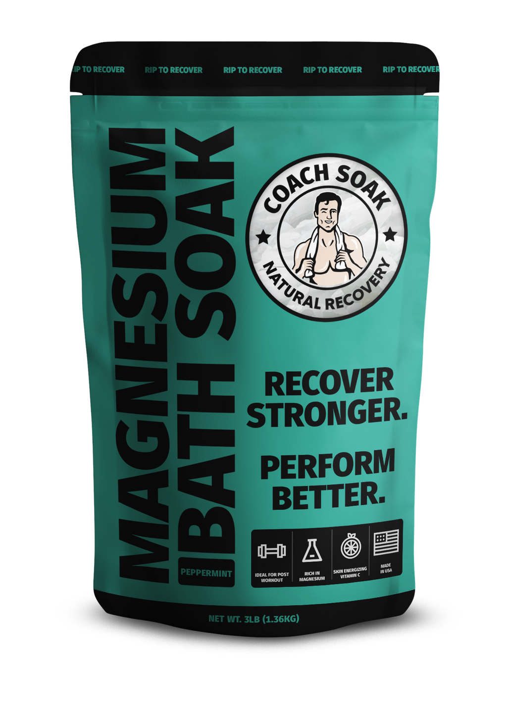 Coach Soak Recovery Bath Soak – Post Workout Magnesium Flakes - Cooling Peppermint