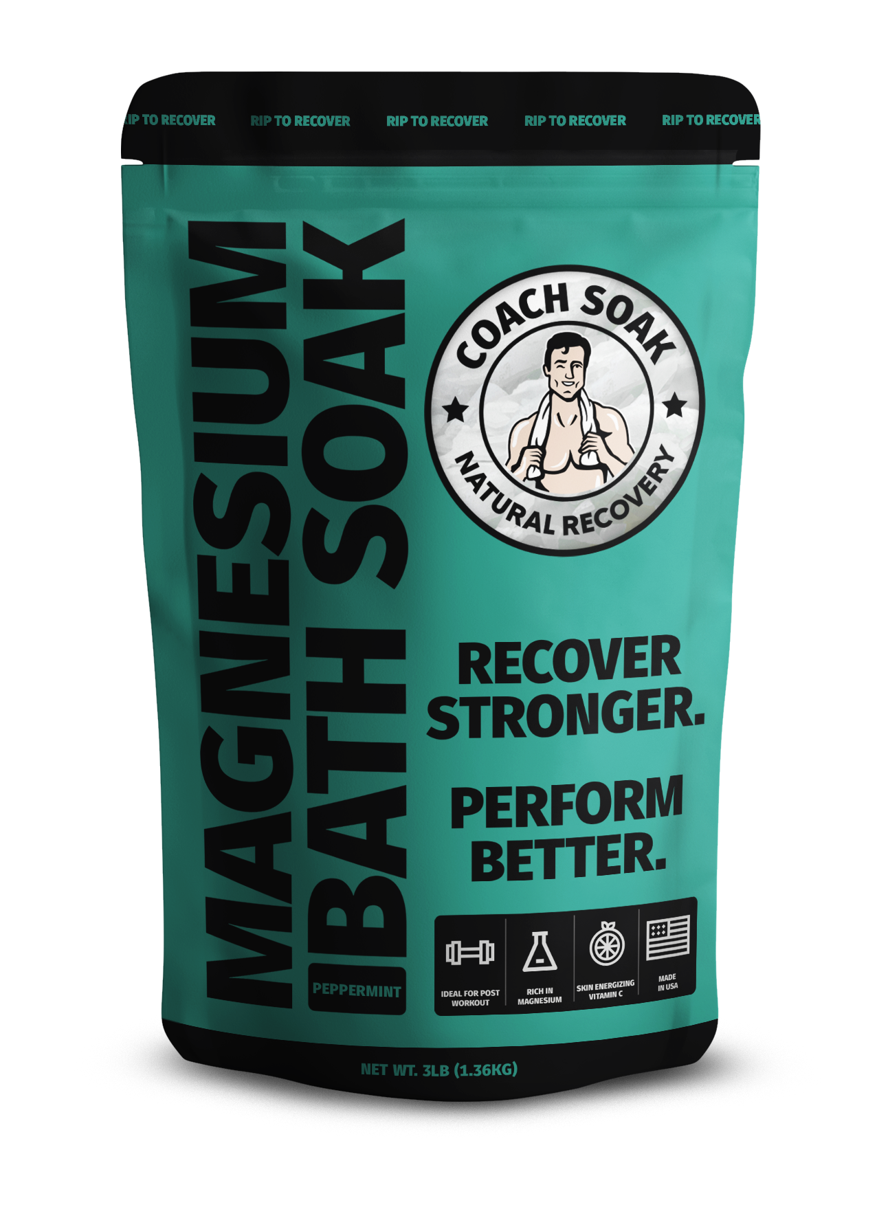 Coach Soak Recovery Bath Soak – Post Workout Magnesium Flakes - Cooling Peppermint