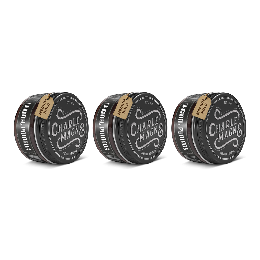 Charlemagne Original Pomade – Old School-doft – medium stadga – 3-pack