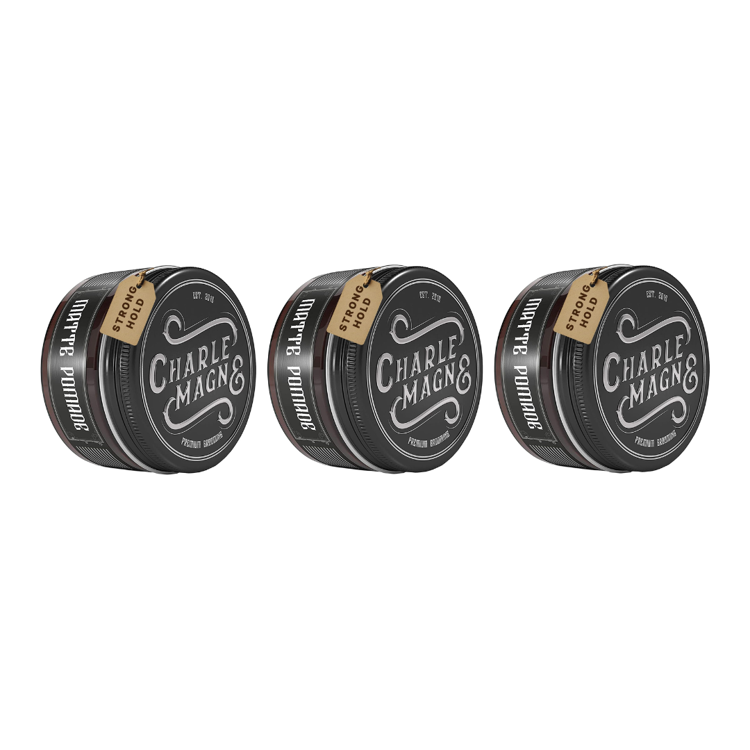 Charlemagne Matt Pomade – Läder – stark stadga – 3-pack
