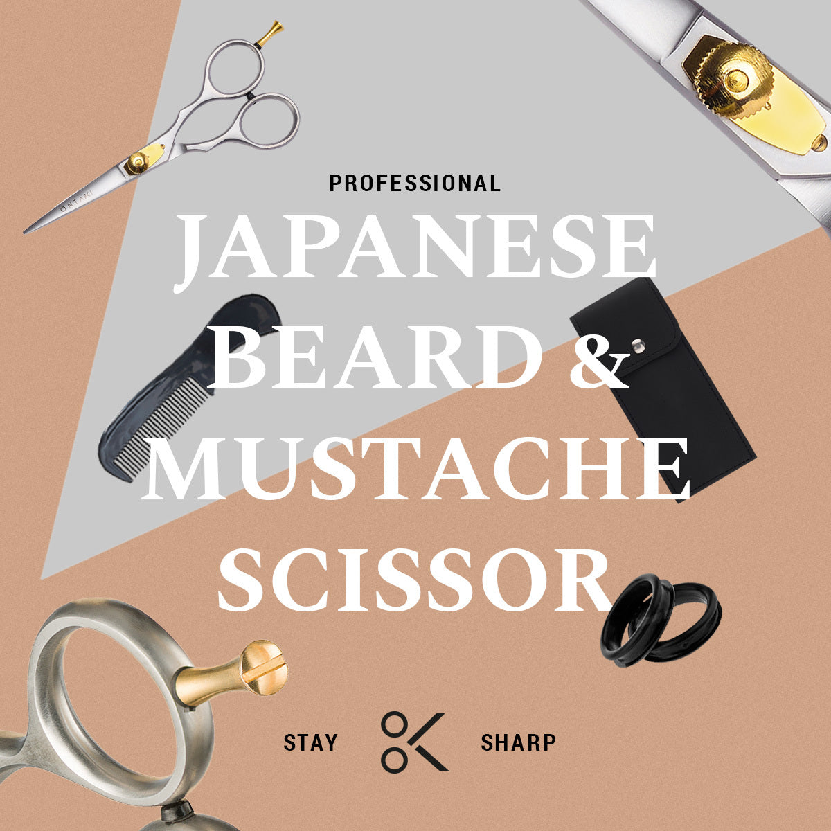 ONTAKI Premium Japanese Steel Beard & Mustache Scissors (5.5") Gold