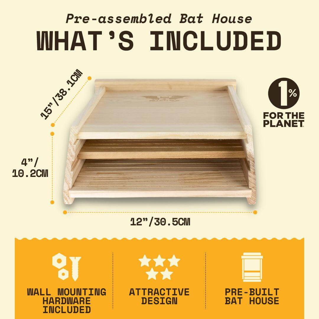 2-Chamber Cedar Bat House – Holds Up to 75 Bats | Natural Mosquito Control | Ideal for Hot Climates