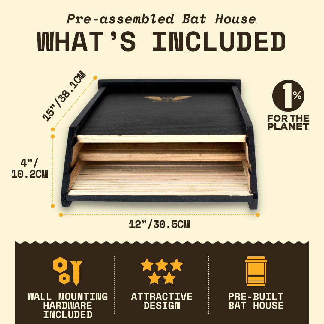 2-Chamber Black Cedar Bat House – Holds Up to 75 Bats | Natural Mosquito Control | Cool Climate Design