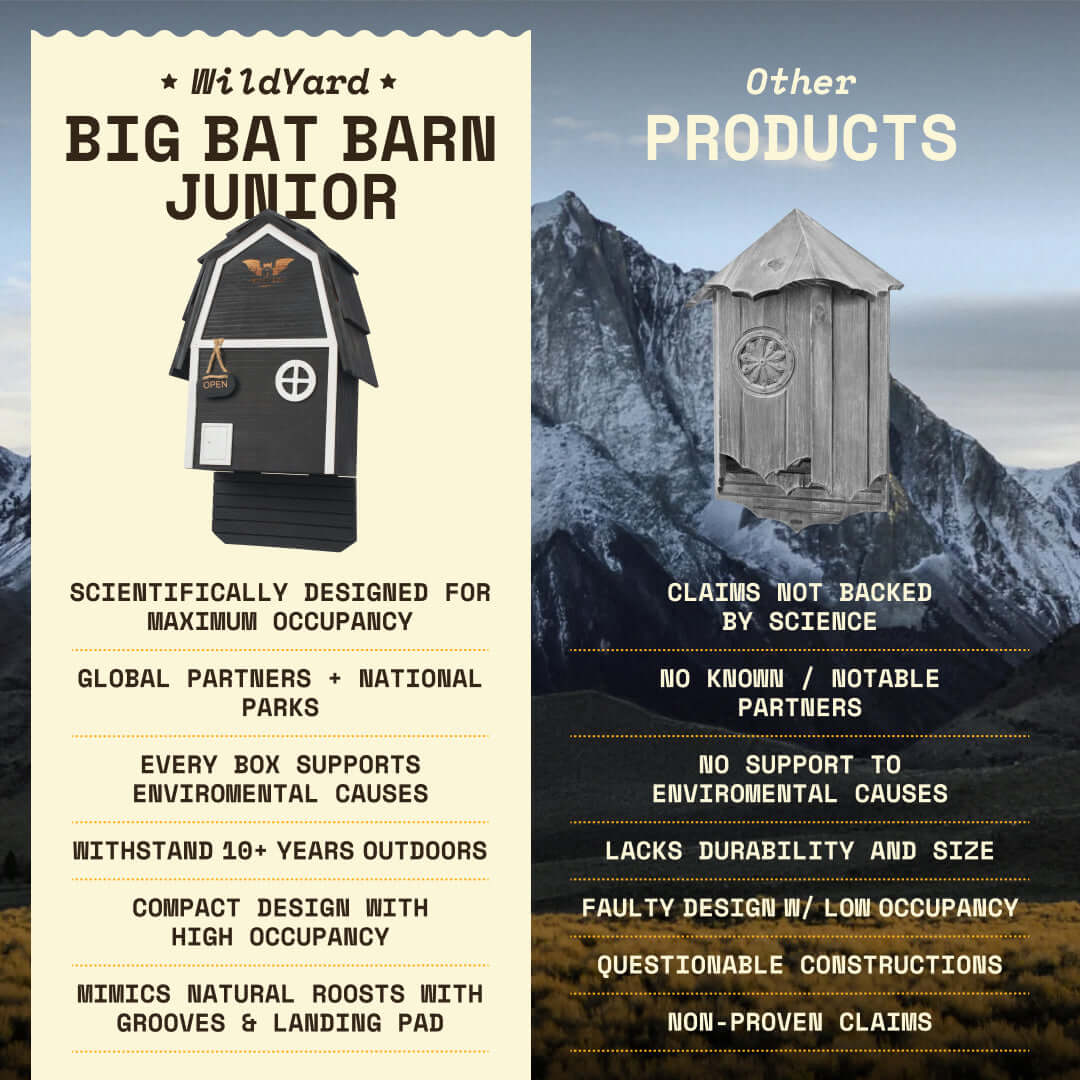 2-Chamber Black Cedar Bat House – Holds 50+ Bats | Bat Barn Junior | Natural Mosquito Control