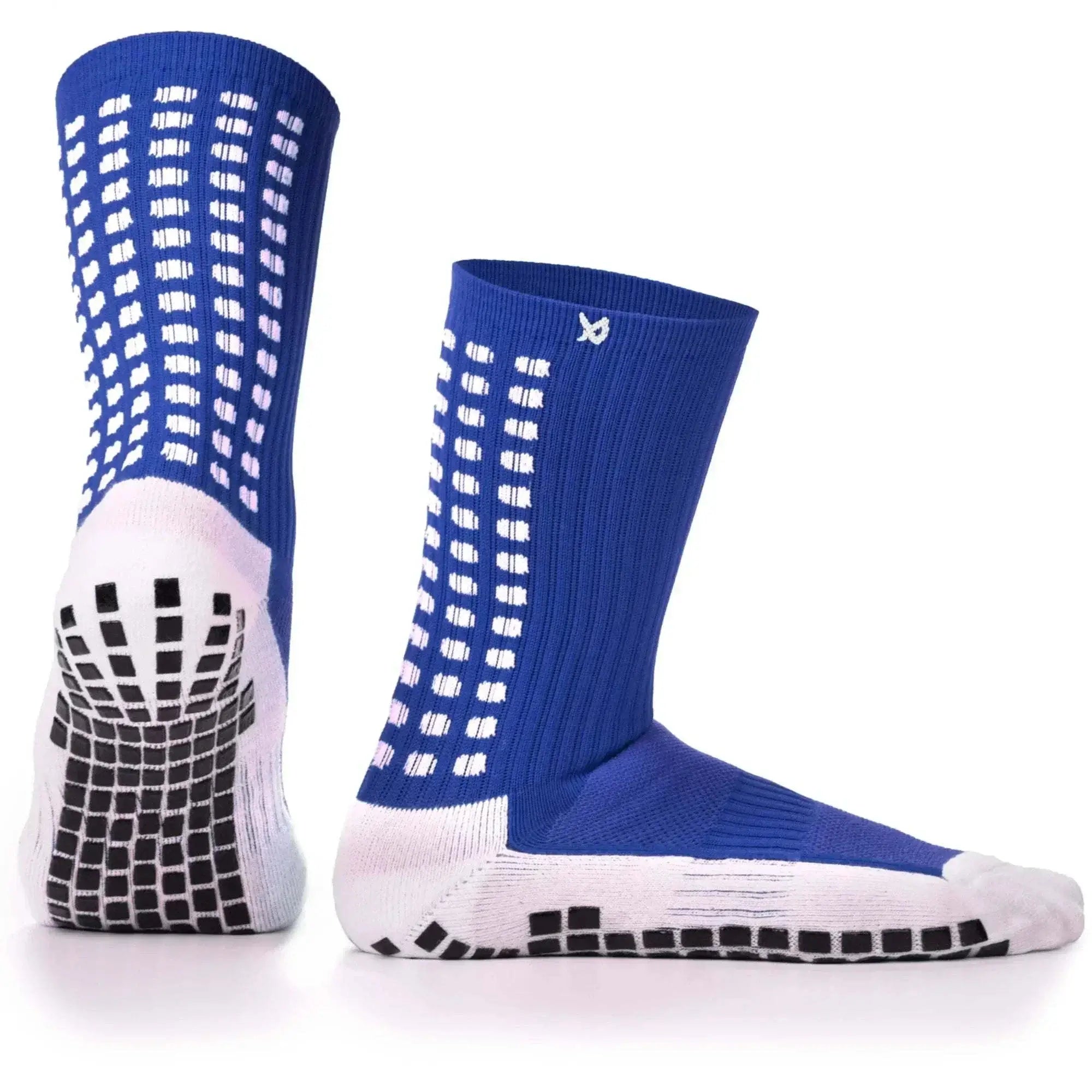 LUX Soccer Grip Socks, Calf Length, Blue, Adult Size, Anti-Slip Football Socks for Maximum Stability and Durability