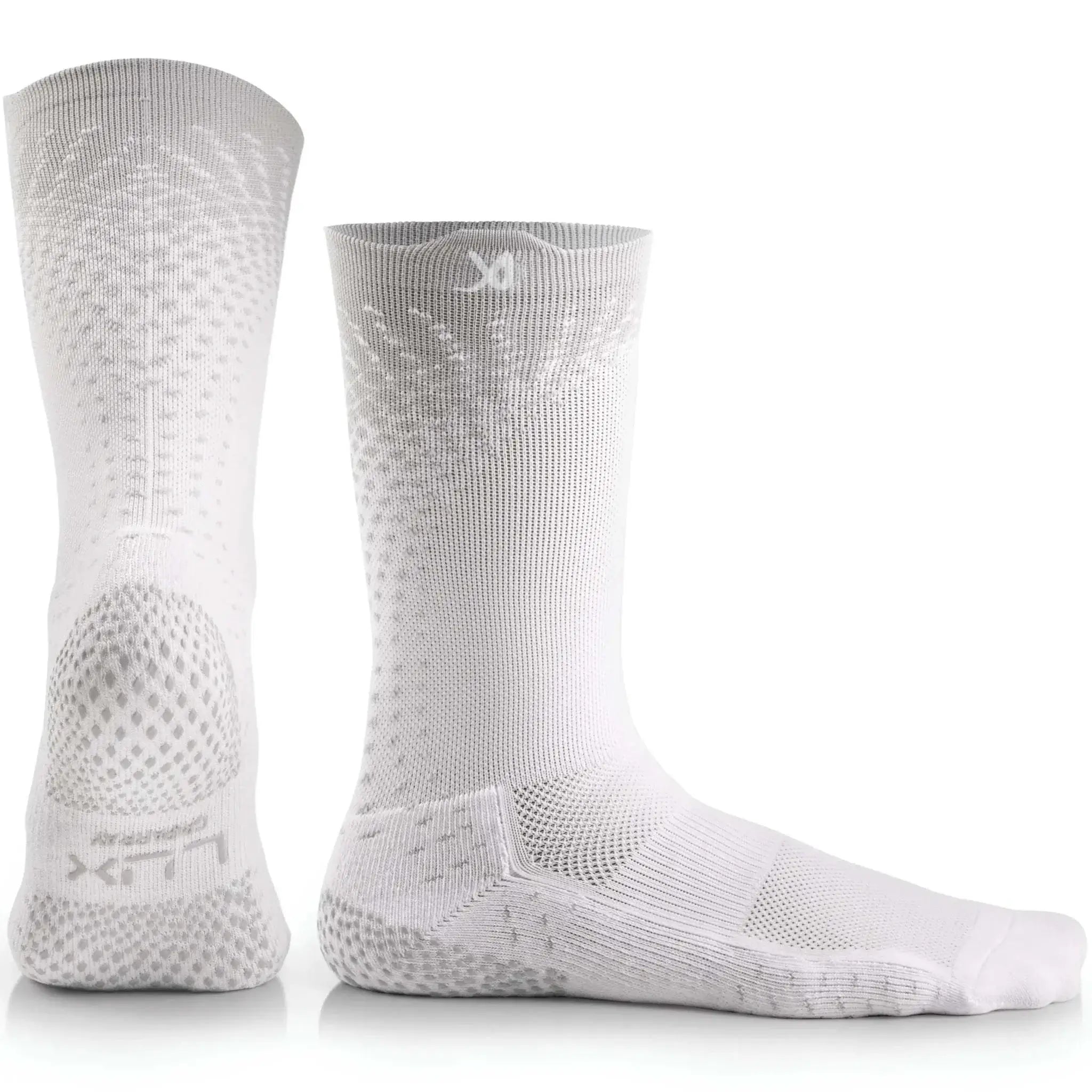 LUX ProCleat Performance Grip-strumpor – vadlängd – vita – vuxenstorlek (EU 39–46 / US 6–11.5) – halkfria strumpor för fotboll, baseboll och träning