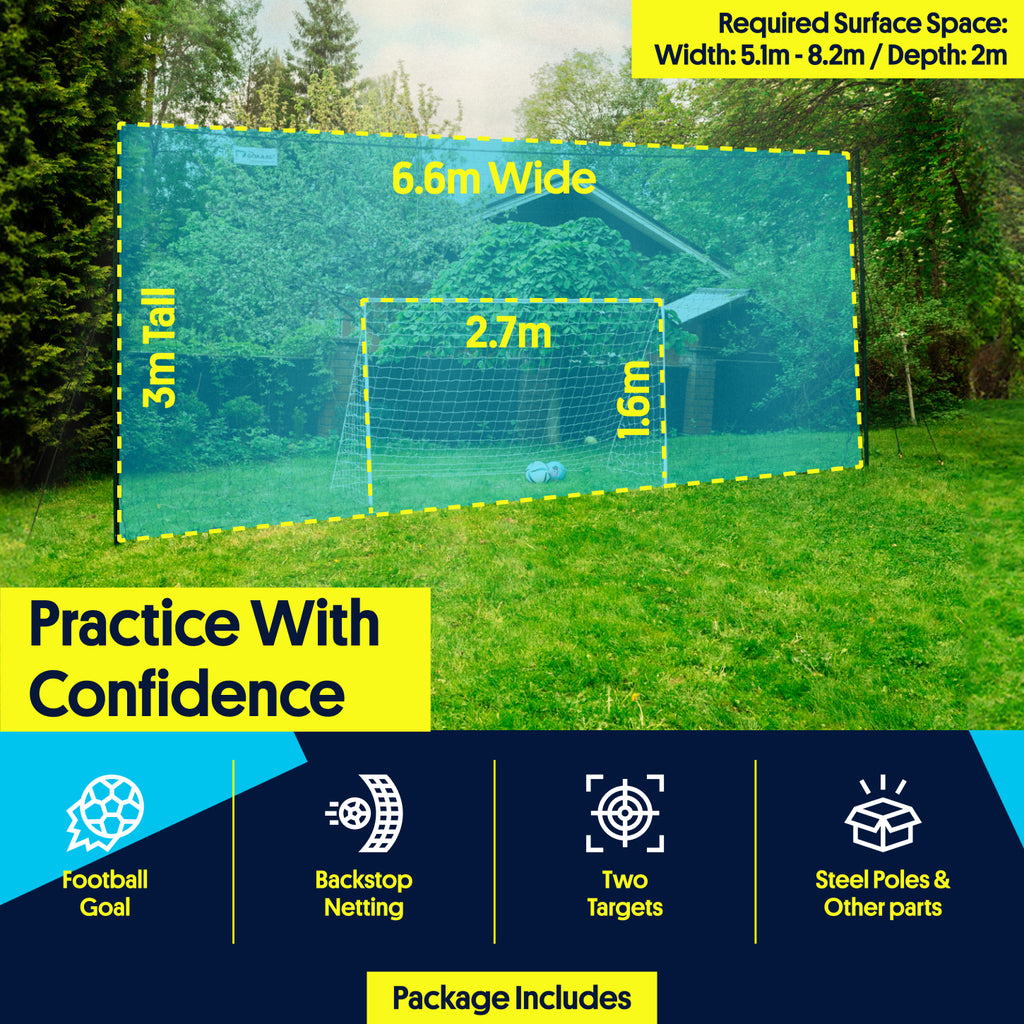 Soccer Goal with Rebounder & Backstop Net Trainer – Open Goaaal Standard