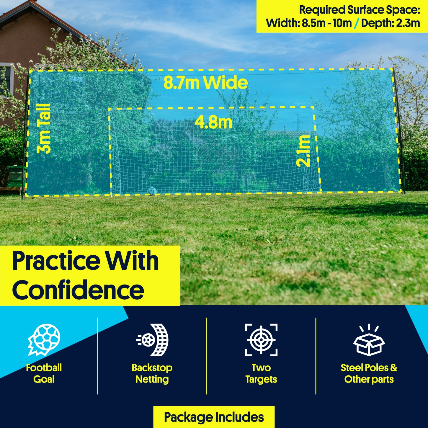 Soccer Goal with Rebounder & Backstop Net Trainer – Open Goaaal Large