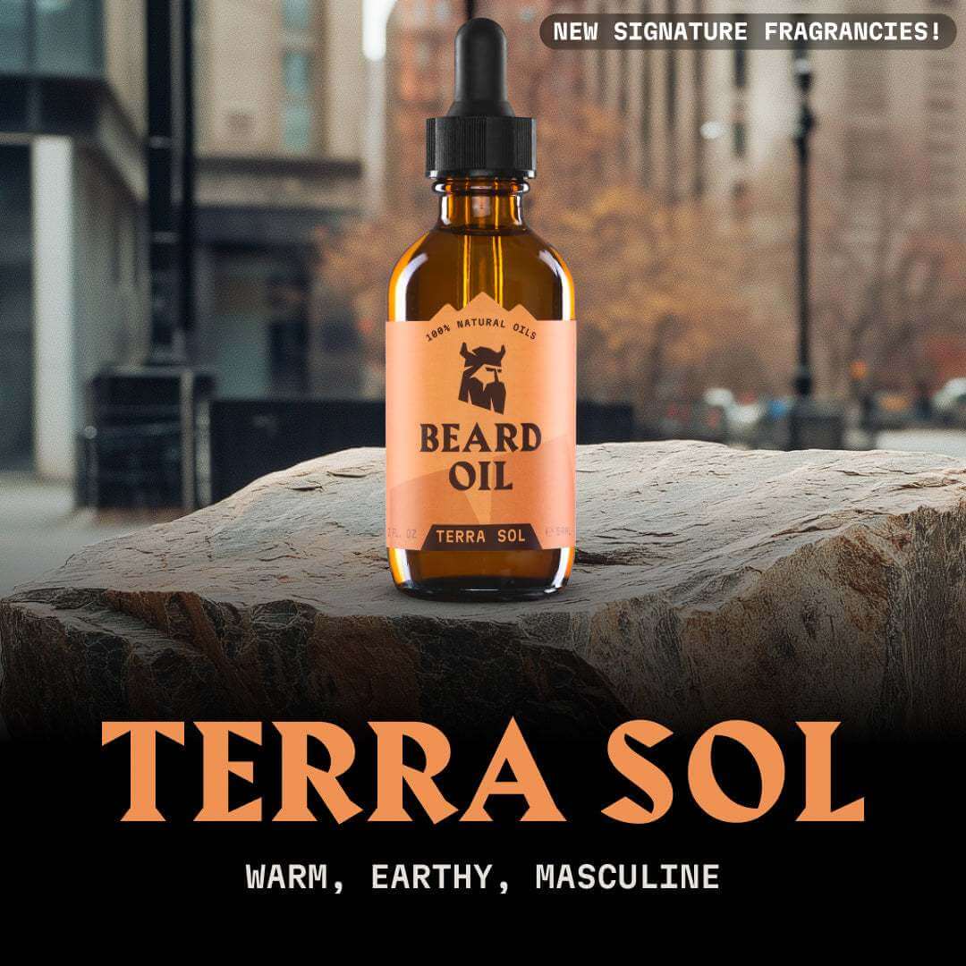 Ulei pentru barbă pentru bărbați – Aromă Terra Sol – 2 fl oz / 60 ml Balsam natural și organic pentru barbă
