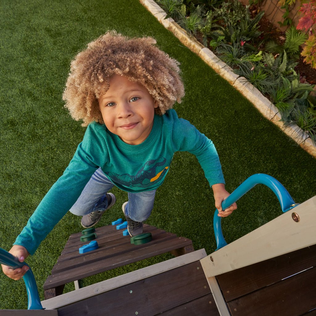 KidKraft Wooden Playhouse with Tube Slide – 2 Storey Outdoor Playground for Kids, Climbing Frame with Turbo Tube Slide & Rock Wall, Garden Play Tower