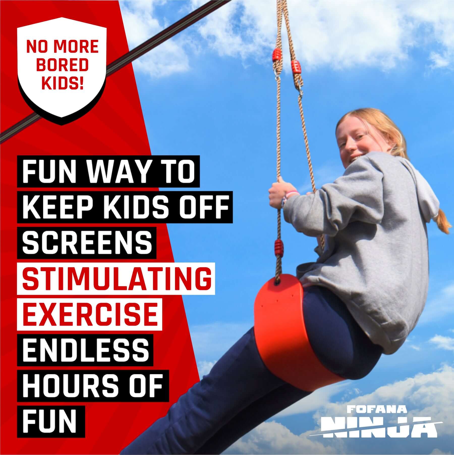 Fofana Ninja Slider Zipline Katrol Kit - 20m - 65Ft