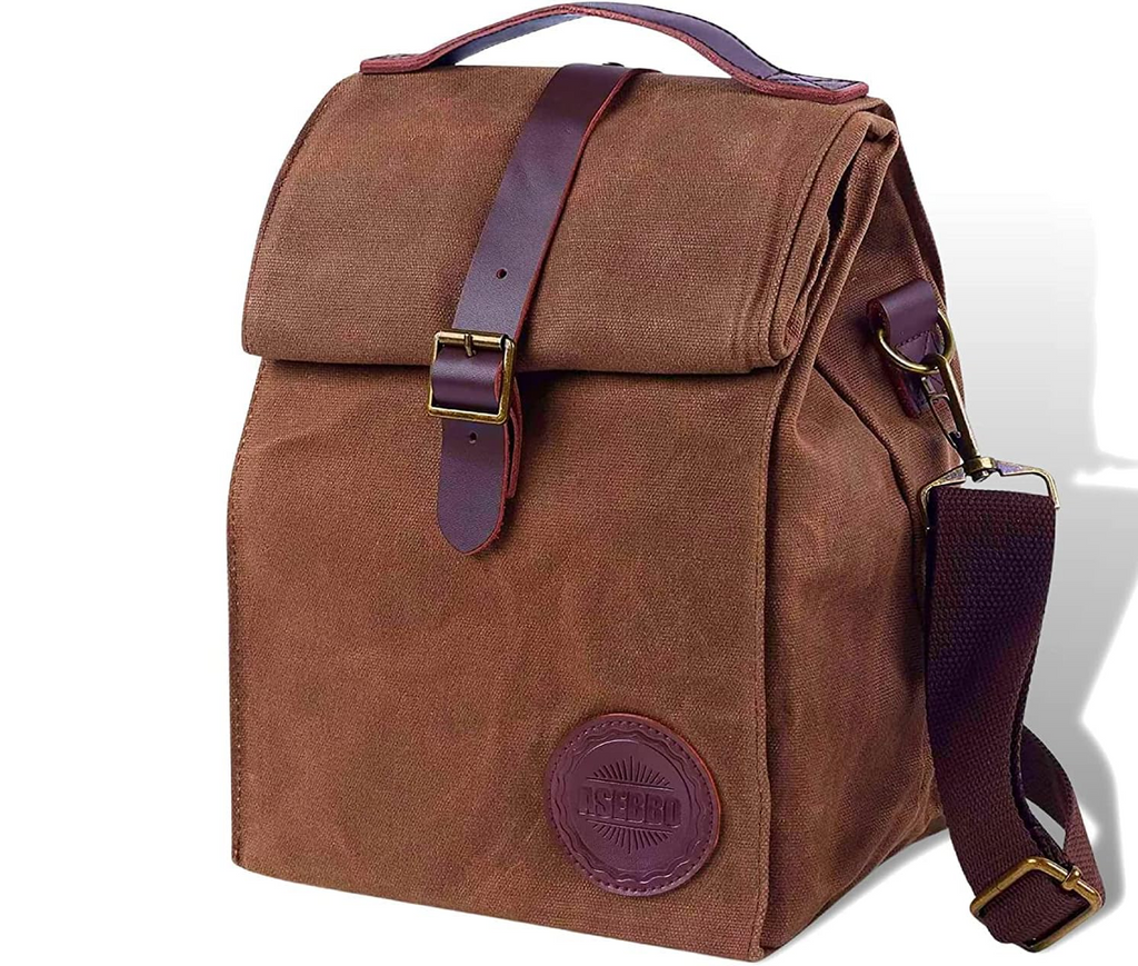 Sac déjeuner isotherme en toile cirée ASEBBO – 10L (2,6 Gal) Sac thermique avec sangle réglable de 150 cm, sac repas réutilisable robuste pour hommes et femmes, résistant à l'eau, isolation 4+ heures