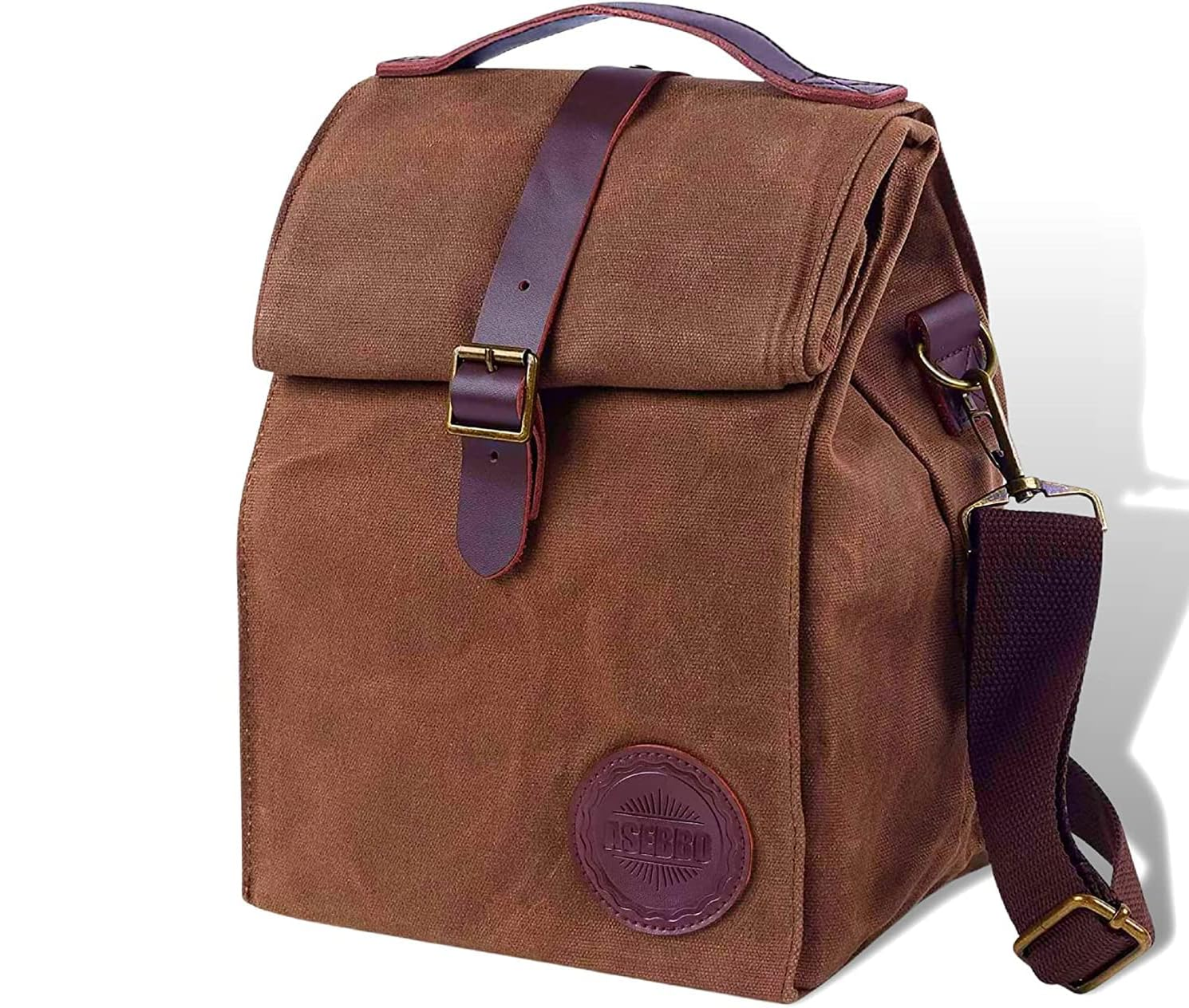 Sac déjeuner isotherme en toile cirée ASEBBO – 10L (2,6 Gal) Sac thermique avec sangle réglable de 150 cm, sac repas réutilisable robuste pour hommes et femmes, résistant à l'eau, isolation 4+ heures